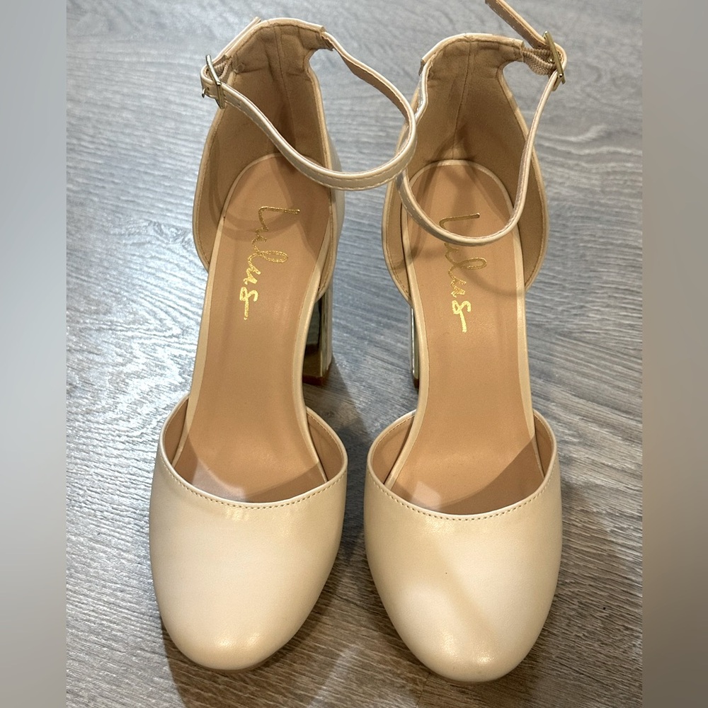 Lulu's Laura Off White Ankle Strap Heels
